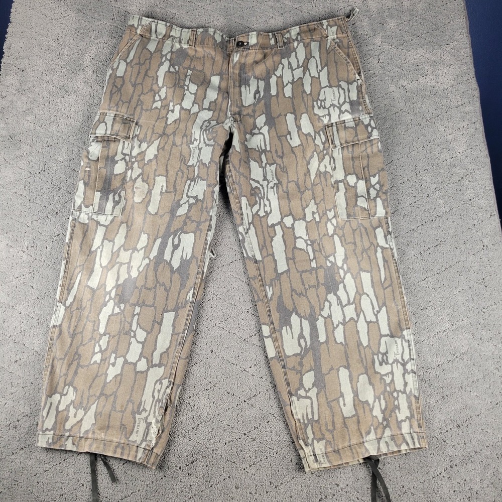 Vintage Duxbak Trebark Pants Mens 48x29 Camo Cargo Straight Leg Made In USA